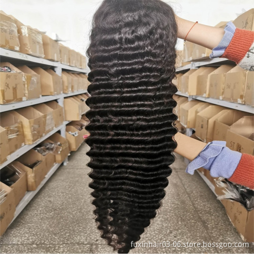 Black Friday Deals Cambodian Vendor 40 Inch Pre Plucked Deep Wave Swiss Lace Front Wigs Brazilian Human Hair Wig For Americans